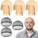 6 Pcs Bald Caps for Men Women Makeup Latex Bald Head Wig Caps Balds Cosplay Costume Accessories for Adults Halloween(Beige 1,Medium,Novel)