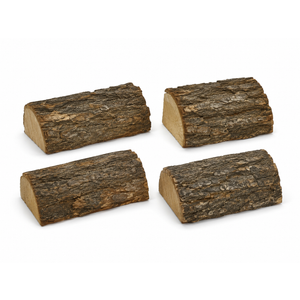 4 PCS Natural Half Round Wood Logs with Bark, Rustic Wooden Display Blocks, Decorative Semi-Circle Wood Pieces for Crafts, Home Decor and Centerpieces