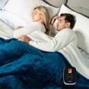 WOOMER Electric Blanket Full Size 77" x 84", Heated Blanket with 0.5-12 Hours Timer & 10 Heating Levels, ETL Certified, Navy Blue Velvet & White Sherpa, Over-Heat Protect, Machine Washable