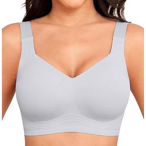 Xcutting Women Wirefree Bras for Women Full Coverage No Underwire Everyday Bras Comfortable Wireless Padded Bras, L