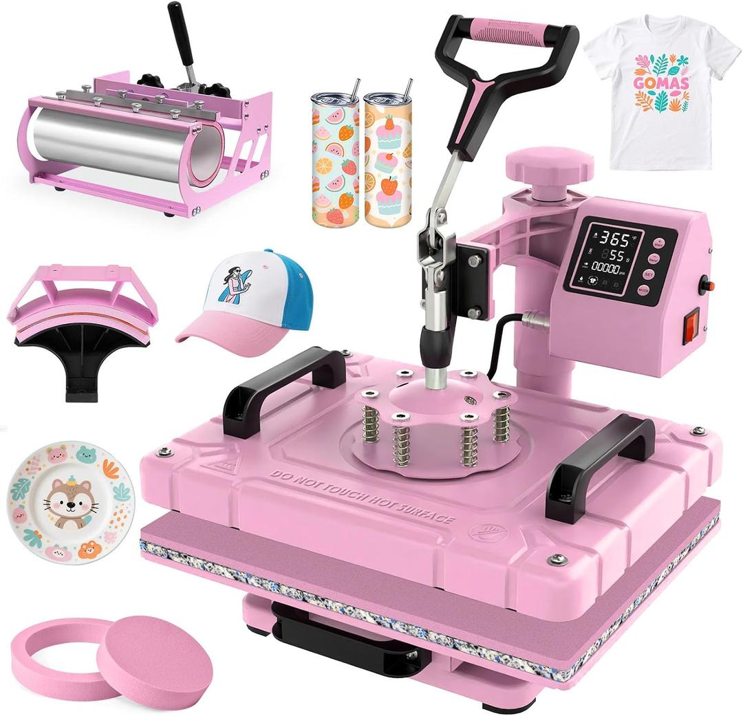 Slendor 12x15 Inch 5 in 1 Swing Away Heat Press Machine for T Shirts
For DIY Creators & Small Businesses, Create Custom T-Shirts, 30oz Tumblers, Hats, Plates & Gifts with Even Heat & Pressure