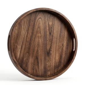 20 Inch Round Wooden Tray for Decor Large Ottoman Serving