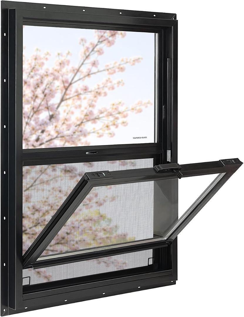 Vinyl Single Hung Sliding Window, 24" x 30" Black