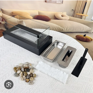 Tabletop Fire Pit AVOFOREST Portable Stainless Steel Tabletop Fireplace with Cobblestone - Indoor/Outdoor Mini Tabletop Fireplace for Ladies Gifts,Housewarming Christmas Holiday Decor