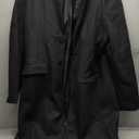 SOMTHRON Men's Casual Trench Coat Slim Fit Notched Collar Long Jacket Overcoat Single Breasted Pea Coat wih Pockets (X-Large, Black)