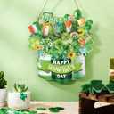 2 x Glenmal St. Patrick's Day Outdoor Decorations Happy Patrick's Day Door Sign Wooden Irish Door Hanger Classic Green Shamrock Wooden Sign for Farmhouse Porch Front Door Outdoor Home Decor