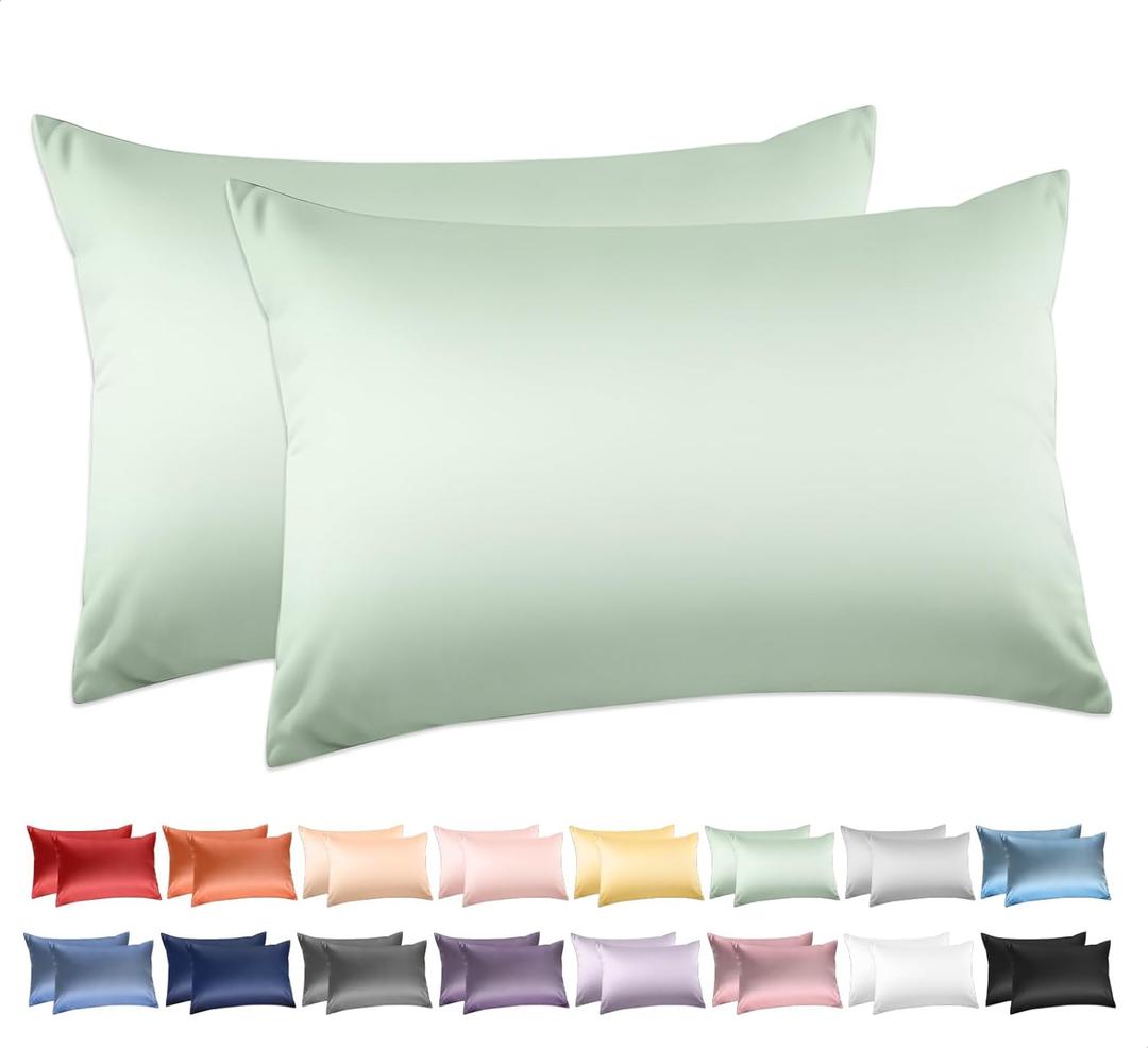 Deep Dream 100% Cotton Standard Pillowcases Set of 2, 600 Thread Count Standard Size Pillow Cases, 20x26 Inches, Super Soft and Breathable Envelope Closure (Zephyr Green)