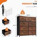 Sweetcrispy 9-Drawer Fabric Dresser Storage Tower with Wood Top and Steel Frame, Organizer Chest with Easy Pull Handles for Bedroom, Closet, Hallway,Distressed Brown, 11.8"D x 39.6"W x 39.8"H