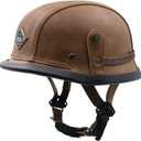 Retro Motorcycle Half Helmet German Style Leather Half Face Helmet Adult Men Women Half Shell Helmet,for Street Scooter Moped Cap Cruiser Jet Style
(Dark Brown, XL)