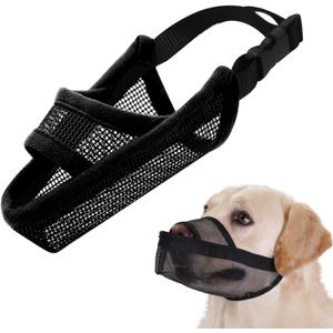 Crazy Felix Nylon Dog Muzzle for Small Medium Large Dogs Poodle Labrador Golden Retriever Doberman, Air Mesh Breathable and Drinkable Pet Mouth Guard for Anti-Biting Chewing Scavenging(Black,M)