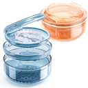 Denture Case, 2PCS Retainer Case with Strainer Basket, 2 in 1 Denture Bath Case No-Leak Retainer Cleaner Case, Retainer Holder for Travel, Mouth Guard Case for Dentures, Clear Braces, Night Guard