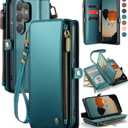 Defencase for Galaxy S26 Ultra Case Wallet with RFID Blocking Card Holder for Women Men, PU Leather Magnetic Snap Flip Wristlet Strap Zipper Wallet Phone Cases for Samsung Galaxy S26 Ultra 6.9", Green