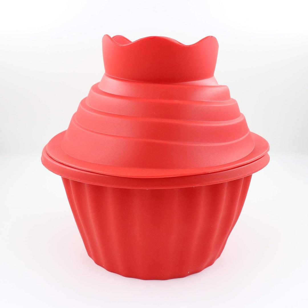 Giant Cupcake Molds, Dishwasher Safe Big Top Silicone Cupcake Molds, Non-Stick Jumbo Cup cake Bake sets for Easy Cake Decorating and DIY Bake tools(3 pack) (Red)