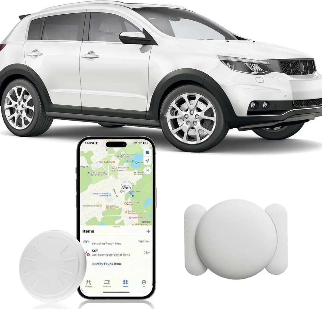 Mini GPS Tracker for Car,Vehicles,Items,Portable GPS Vehicle Anti-Lost Tracker with Strong Magnetic Case,No Monthly Fee Worldwide Car Locator Tracker Work with Apple Find My(iOS Only) (White,1PCS)