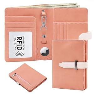 Sbrinnaliao Passport Holder with Airtag for Women/ Men, Airtag Passport Wallet for Travel, Cute Passport Holder Rfid Blocking, Travel Wallet for Cards Passport Cover Case (Pink1)