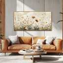 FUHAIHUA Large Wall Decor for Living Room Canvas Wall Art for Office Modern Wall Decorations for Bedroom Beige Wildflower Meadow Landscape Painting Farmhouse Pictures Artwork Room Home Decor 24x48 in