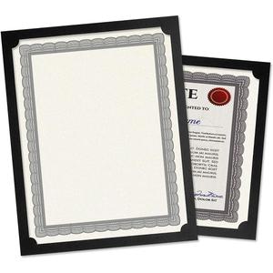 Plain Black Certificate Holders - Pack of 50, Linen Cover 80 lb. Stock, Single-Sided, Die-Cut Corners, for Office, Business Awards, Graduation, School Diploma Holder, 9-1/2" x 12" (Set of 50)