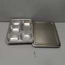 Stainless Steel Divided Plates with Lid, 5 Pack Divided Dinner Tray 5 Compartments Snack Containers Divided Dinner Tray Meal Prep Lunch Containers for Adults, Picky Eaters, Campers, Portion Control