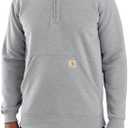Carhartt Men's 105294 Loose Fit Midweight Quarter Zip Mock Neck Sweatshirt (X-Large, Heather Grey)