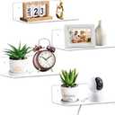 9 Inch Acrylic Floating Shelf, No Drill Adhesive Wall Shelf Set of 4 for Storage, Floating Shelves Damage-Free Expand Wall Space for Living Room, Office, Gaming Room, Bathroom (Clear)