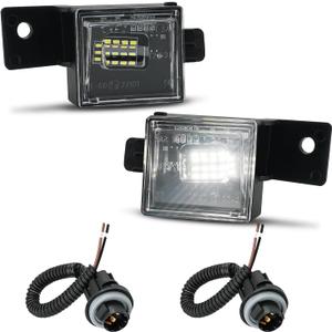 Bestview LED License Plate Lights Tag Lamp Assembly with Socket Wire Harness for 2014-2021 Chevy Silverado GMC Sierra 1500 2500HD 3500HD Colorado Canyon Pickup Truck Rear License Plate Lamp,Pack of 2