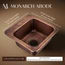 Monarch Abode Kitchen & Bar Sink 15-inch Baxter Drop in Small Bar Sink, Hand Hammered Pure Copper Sinks with Faucet Hole for Wet Kitchens, Decorative Kitchen Sinks, Single Drop in RV Sinks