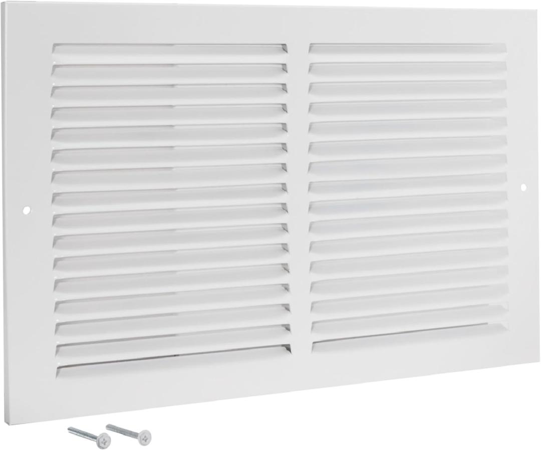 9 x EZ-FLO 14 x 6 Inch (Duct Opening) Return Air Vent Cover for Wall or Ceiling, Solid Steel Return Air Grille, HVAC Vent Cover, White, 61628