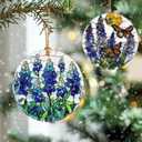 2 x Texas Bluebonnet Wildflowers Ornament, Christmas Ornament  Christmas Tree Decor, Holiday Decoration, Stocking Stuffer, Festive Gift Idea, Gifts for Flower Lover, Friends, and Family