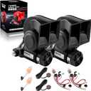 FARBIN Air Horn for Truck 2Pcs, Compact Train Horn, Electric Car Horn 12V 150db Super Loud with 2Pcs Wiring Harnesses and Buttons, for Any 12V Vehicles (Black horn with button, 2pcs)