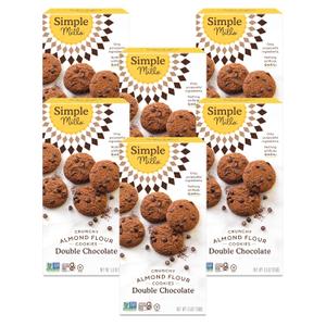 Simple Mills Almond Flour Double Chocolate Chip Cookies, Gluten Free and Delicious Crunchy Cookies, Organic Coconut Oil, Good for Snacks, Pack of 6, BBD: 07/12/2026
