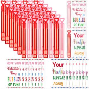 Shappy 48 Set Valentines Day Bubble Wands Gifts Heart Party Favors Bulk Mini Heart Bubble Wand Valentine's Greeting Exchange Gifts Valentines Day Party Favors Bulk for School Classroom Prizes