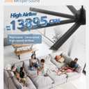 ZMISHIBO 96 Inch Ceiling Fans with Lights, Large Indoor/Outdoor Industrial Ceiling Fan with 8 Aluminum Reversible Blades, Quiet DC Motor, 3CCT&6-Speed Remote Control, Damp Rated for Shop/Garage/Gazebo