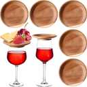 Mumufy 4 Pcs 4" Acacia Wood Wine Glass Charcuterie Topper Glass Topper Plate Mini Charcuterie Board for Wine and Cheese Parties Family Gatherings Bars Restaurants