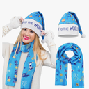 Geyoga 2 Happy Hanukkah Gifts for Women Hanukkah Hat & Scarf Chanukah Costume Accessories Decoration Hanukkah Blue Scarf Funny Santa Hats Christmas