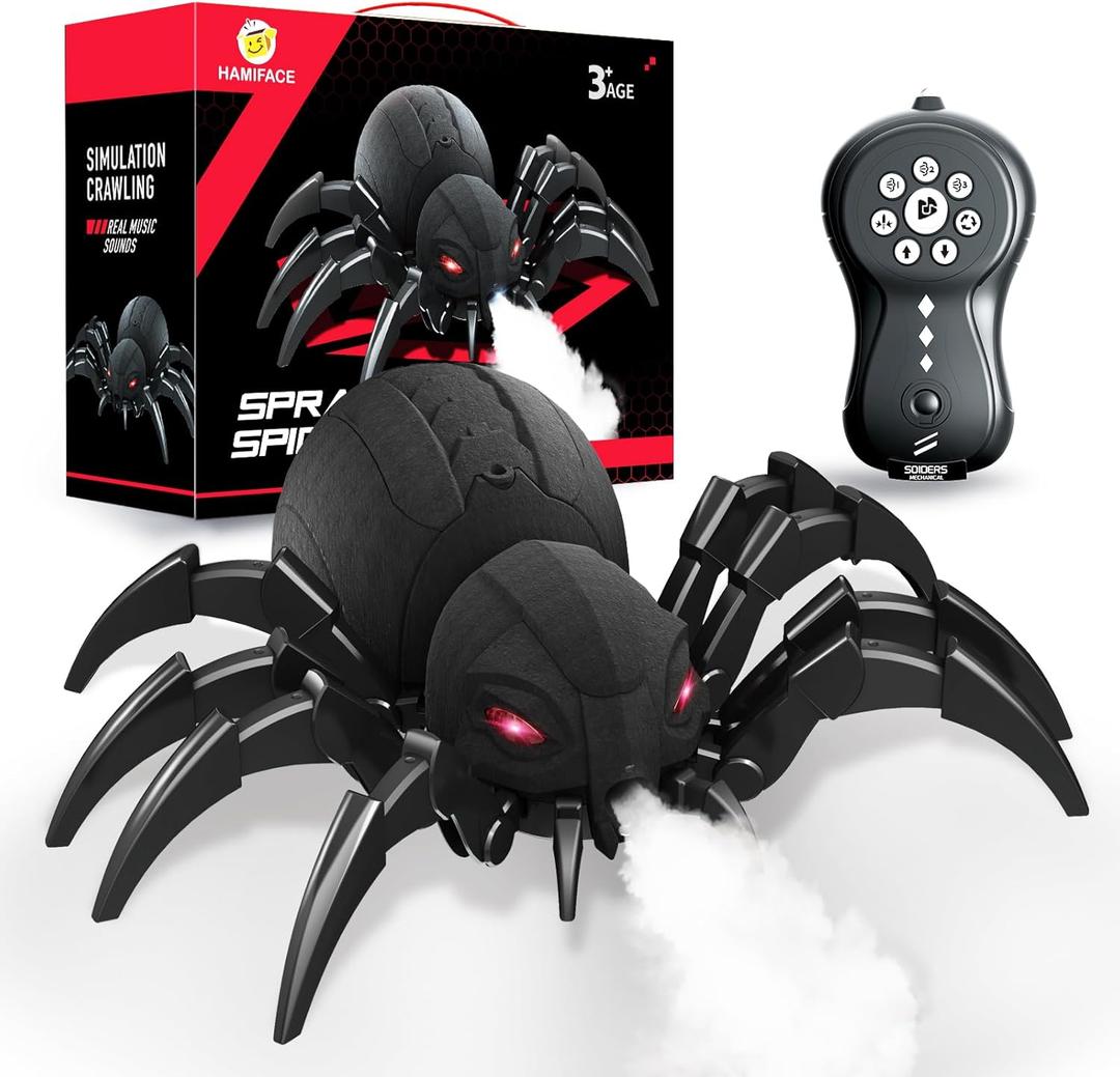 sumsync Realistic RC Spider Robot, Remote Control Spider Toys with Spray/Light/Music, Gifts for 6 7 8 9 10 11 12 Year Old Boys Girls, Christmas Birthday Halloween Easter Toys for Kids