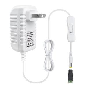 12V Power Supply, 12 Volt 1A 12W DC Power Supply with On Off Switch, White Switching LED Power Adapter, AC 110V to 12V Transformer Plug for LED Strip Lights with 5.5/2.1 DC Female Connector