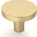 Amerdeco 10 Pack Brushed Gold Cabinet Knobs Single Hole Cabinet Pulls 1 Inch (30MM) Diameter Round Drawer Knobs and Pulls for Bathroom Cabinets K0021