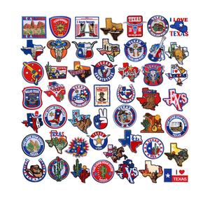 50 Pcs Themed Iron on Patches Applique with Words Embroidered Sew on Cloth Colorful Multiple Styles Patches for Clothes Hats Backpacks Jackets Accessories Souvenirs Gifts(Texas)