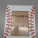 5x7 in Picture Frame Baseball Red White Stitching, Solid Wood With Mat Wooden Photo Frames, Photo Frames for Wall Mounting or Standing Table Top Family Baby Grandma Office Hotel Decoration
