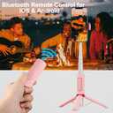 Selfie Stick, Foldable Cellphone Tripod with Remote, Travel Tripod for iPhone Series Android, Video Recording - Pink