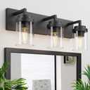 Espird Bathroom Vanity Light, 3 Light Matte Black Vanity Lights with Clear Glass Shade, 22in Modern Wall Sconces, Bathroom Lighting Fixtures Over Mirror for Living Room