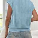 Cap Sleeve Tops for Women Trendy Summer Casual Short Sleeve Smocked Waist Loose Fit T Shirts Blouse (Blue, XL)