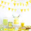 32Ft Yellow Party Decorations Yellow White Pennant Banner Fabric Triangle Flag Bunting Garland for Lemon Bee Sunflower Birthday Baby Shower Anniversary Wedding Party Home Outdoor Garden Decorations