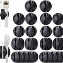 OHill 10-Pack Black Cord Organizer - Adhesive Cable Clips Holder for Desk, Wall, Car - Wire Management Clips for iPhone Charger, USB, Computer Cables -Cord Keepers with Strong Sticky Backing