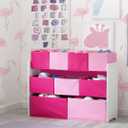 Delta Children Deluxe Multi-Bin Toy Organizer with Storage Bins, White/Pink Bins 36 x 11.81 x 28 inches