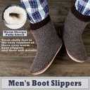 Men's Warm Up House Boots, Thick Fuzzy Sherpa Fleece Winter Moccasin Socks Non-slip Soles, Cozy Soft Comfy Indoor Shoes Rubber Grippers (14-15)