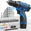 Cordless Drill Set,12V Power Drill Driver 3/8" Keyless Chuck with 92 Acessories, Built-in LED Light, 25+1 Position, Electric Drill for Home DIY Projects Blue