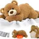 Mewaii Weighted Stuffed Animals with Microwavable Heating Pad - 5lb Adjustable, Heatable & Coolable Brown Bear Plush for Hug, Removable Inner Pad, Plush Gift for Kids & Adults (23 Inch)