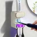 Automatic Electric Toothpaste Dispenser, Wall Mounted with 3 Toothbrush Slots, for Kids and Adults (Beige)