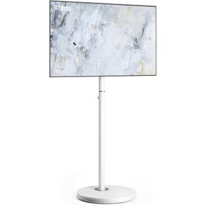 FITUEYES Design Small Rolling TV Cart for 24-48 Inches Television, Minimalist Modern TV Floor Stand on Wheels Fits Max VESA 200x200mm, V2 Portable Smart Television Cart, White, Master Series
